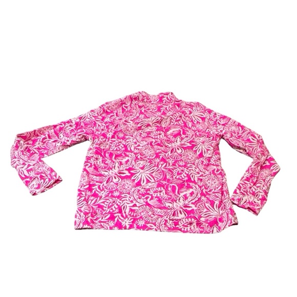Lilly Pulitzer Ashlee Pullover Passion Pink Floral Print Long Sleeve Large Flaw - Picture 4 of 7